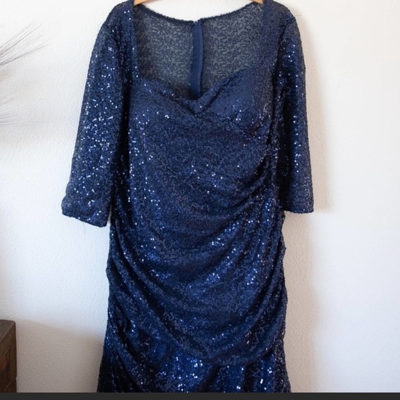 LA Femme Blue Sequin Gown - Picture 5 of 11